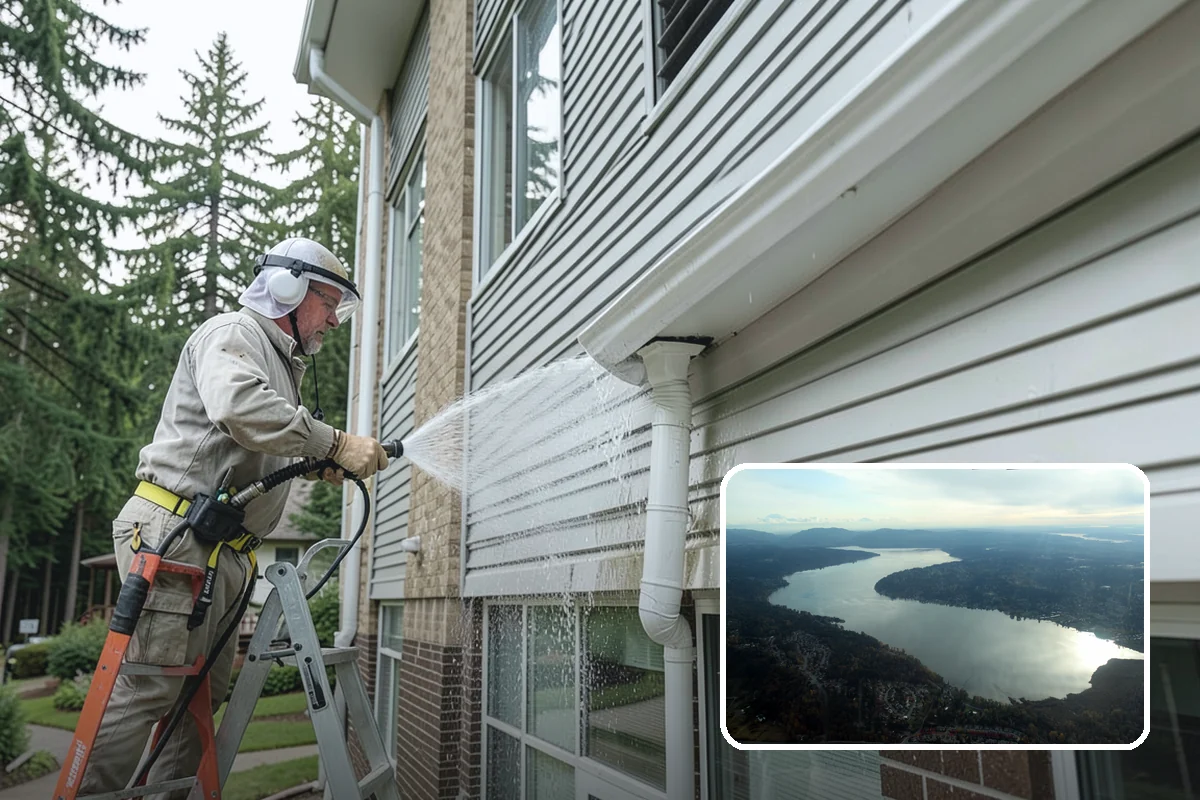 Cedar Siding Washing in Sammamish, King County, WA - Protects soft cedar fibers from pressure damage