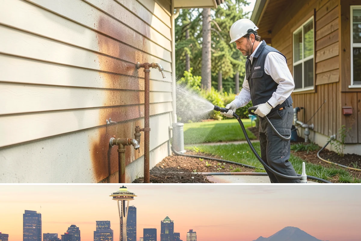 Cedar Siding Washing in Seattle, King County, WA - The dry months of summer are ideal so cedar dries completely and holds any new stain applied afterward.