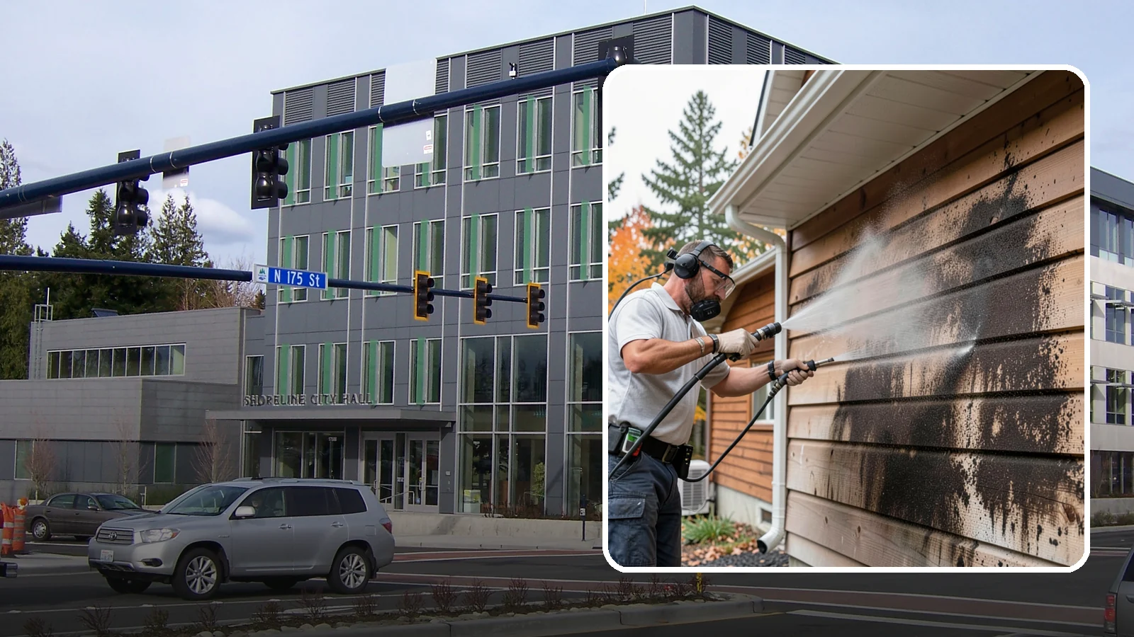 Cedar Siding Washing in Shoreline, King County, WA - Cedar siding washing carefully clears mildew and dark streaks from shakes and boards while protecting cedar's soft, natural...