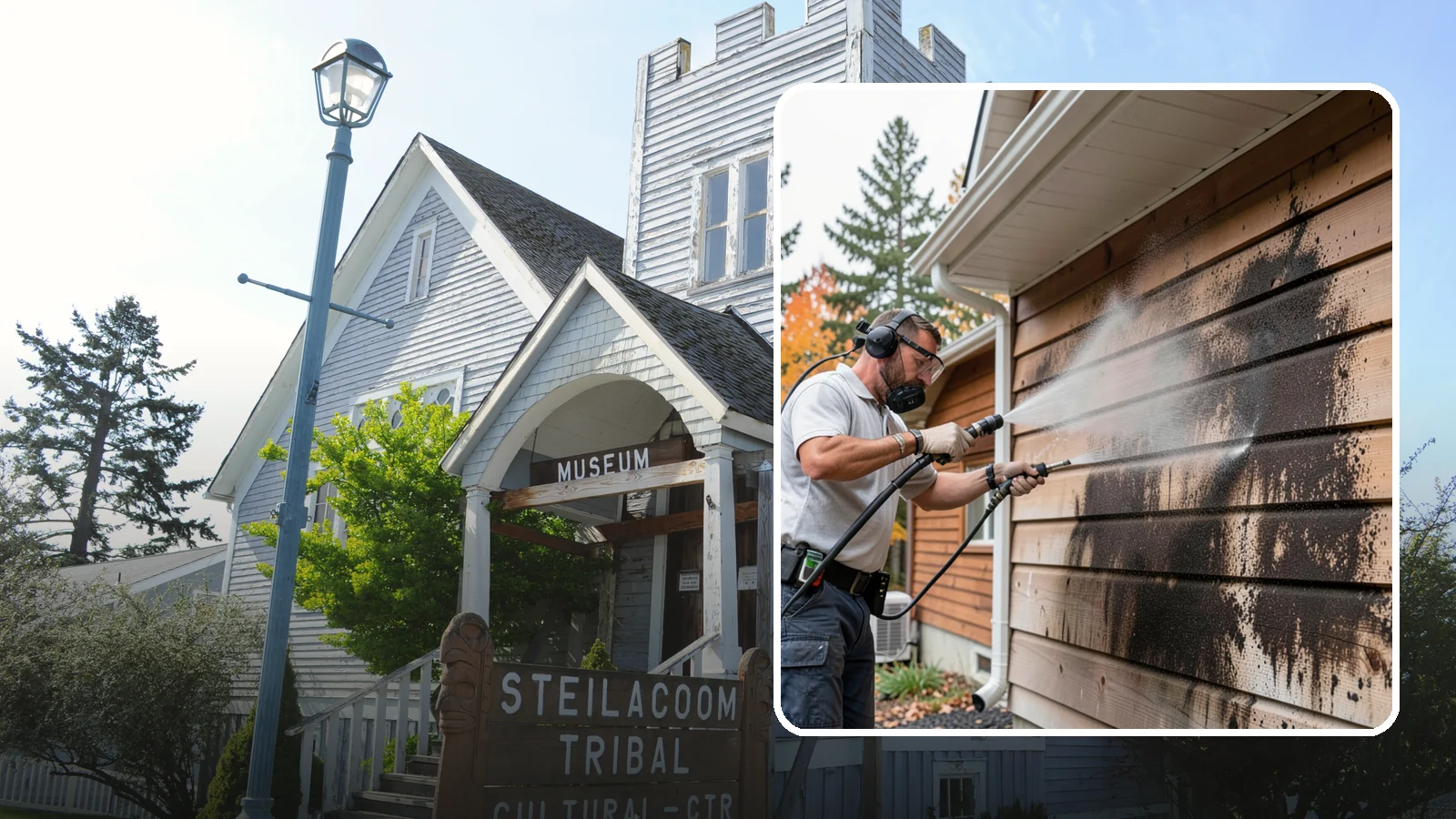 Cedar Siding Washing in Steilacoom, Pierce County, WA - Cedar siding washing carefully clears mildew and dark streaks from shakes and boards while protecting cedar's soft, natural...