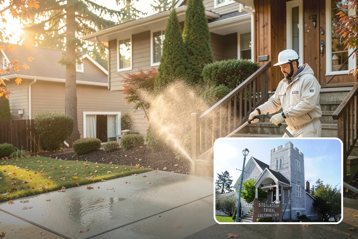 Cedar Siding Washing in Steilacoom, Pierce County, WA - Protects soft cedar fibers from pressure damage