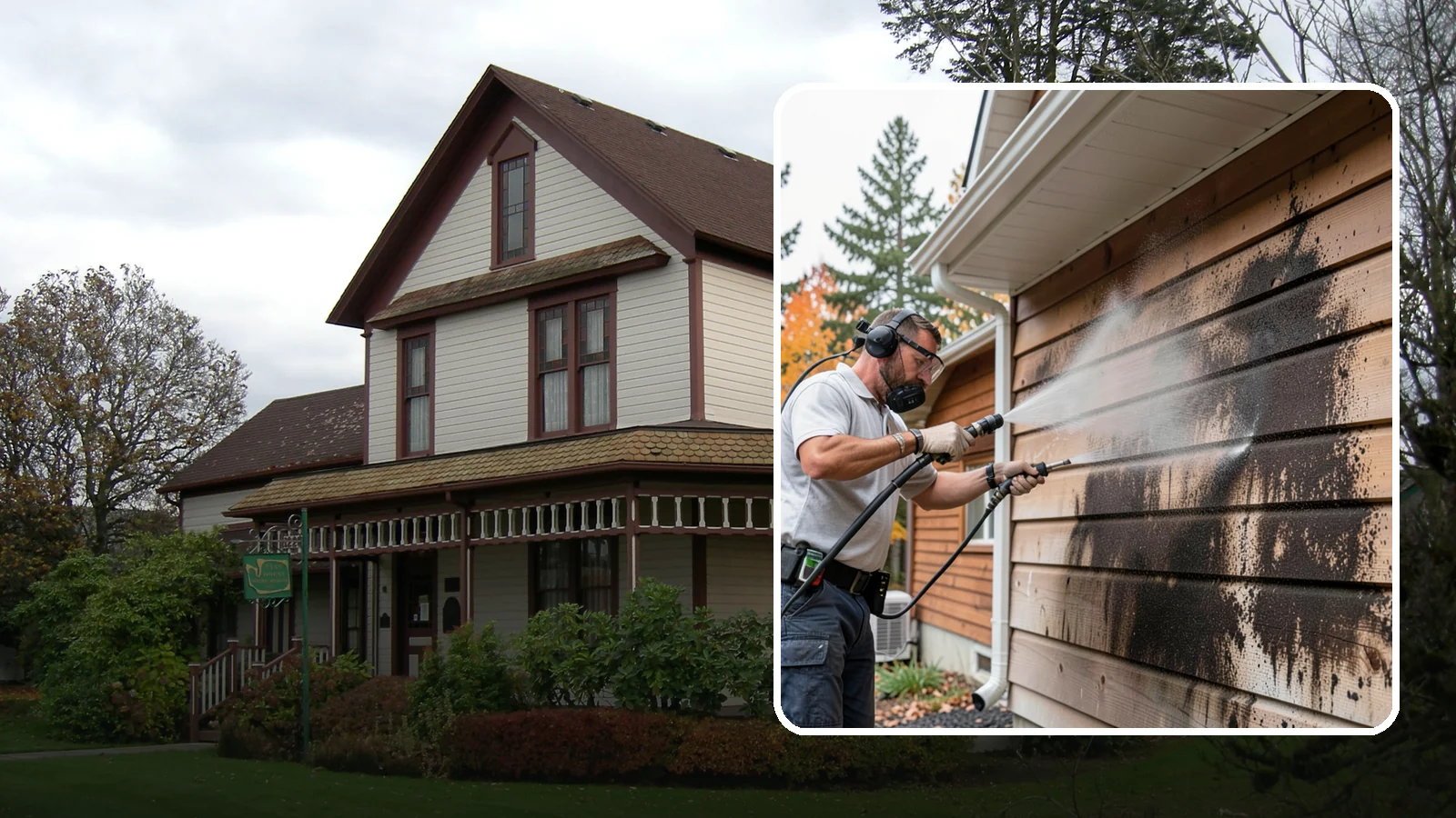 Cedar Siding Washing in Sumner, Pierce County, WA - Cedar siding washing carefully clears mildew and dark streaks from shakes and boards while protecting cedar's soft, natural...