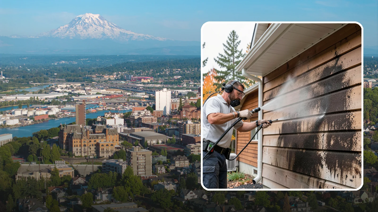 Cedar Siding Washing in Tacoma, Pierce County, WA - Cedar siding washing carefully clears mildew and dark streaks from shakes and boards while protecting cedar's soft, natural...