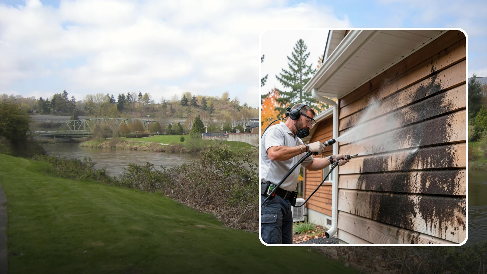 Cedar Siding Washing in Tukwila, King County, WA - Cedar siding washing carefully clears mildew and dark streaks from shakes and boards while protecting cedar's soft, natural...