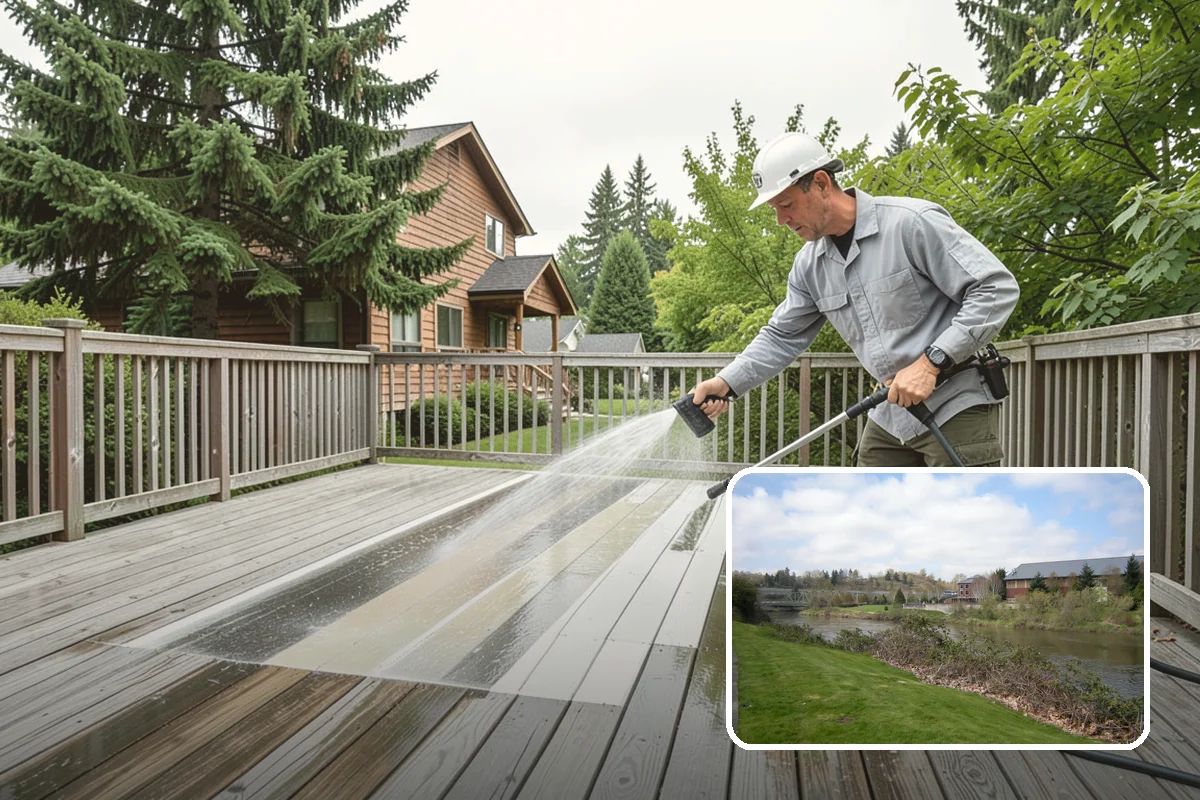 Cedar Siding Washing in Tukwila, King County, WA - Protects soft cedar fibers from pressure damage