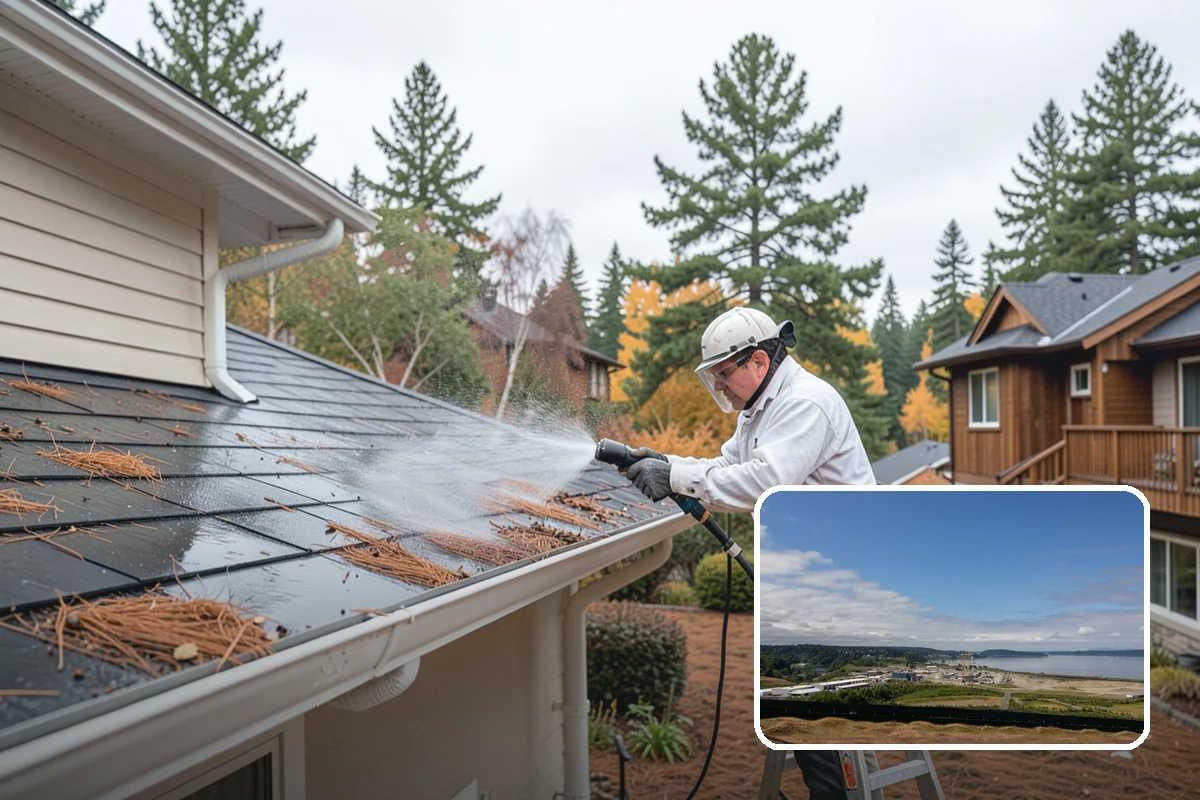 Cedar Siding Washing in University Place, Pierce County, WA - Protects soft cedar fibers from pressure damage