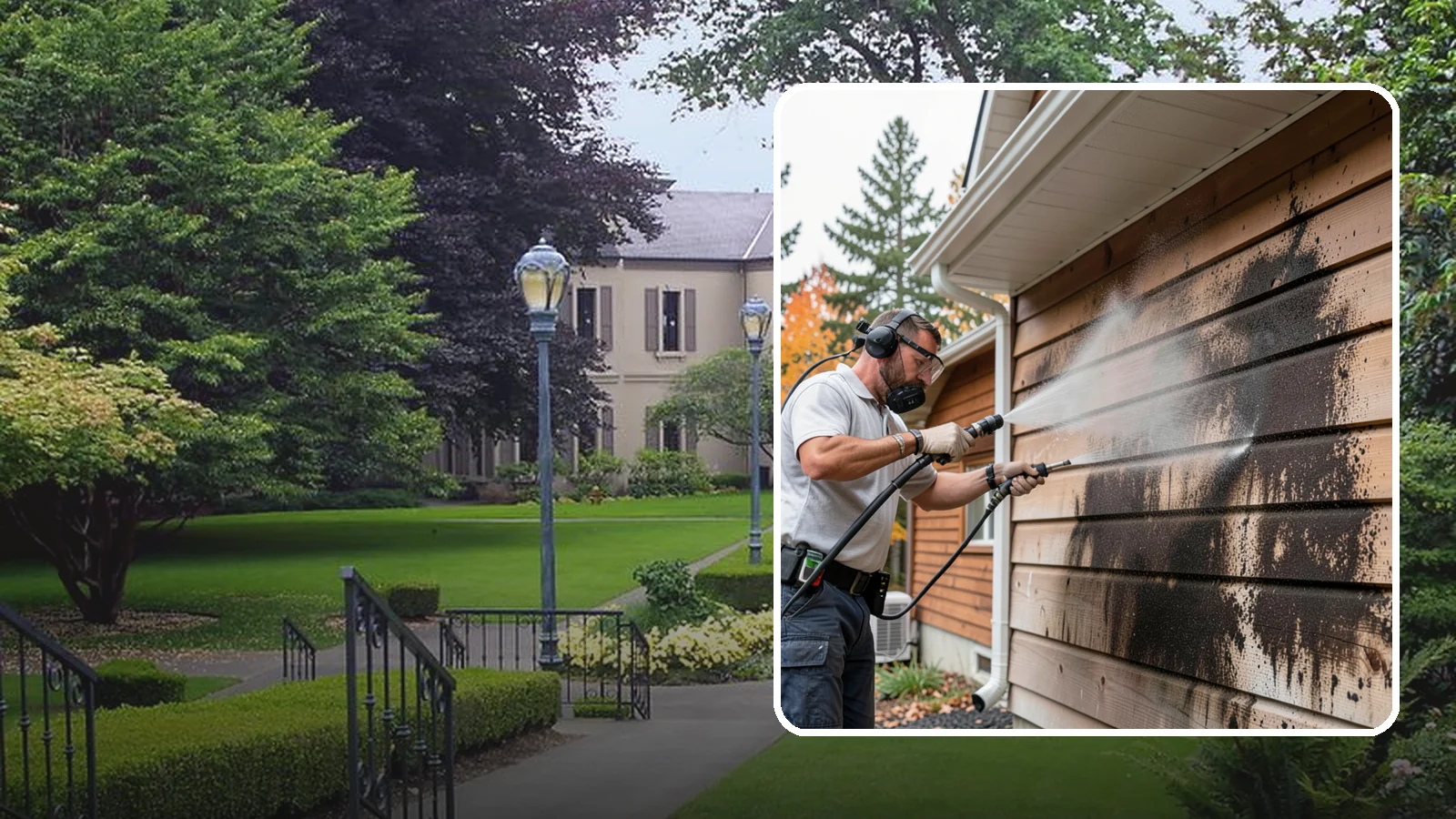 Cedar Siding Washing in Woodinville, King County, WA - Cedar siding washing carefully clears mildew and dark streaks from shakes and boards while protecting cedar's soft, natural...