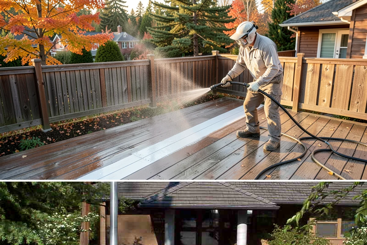 Cedar Siding Washing in Yarrow Point, King County, WA - The dry months of summer are ideal so cedar dries completely and holds any new stain applied afterward.