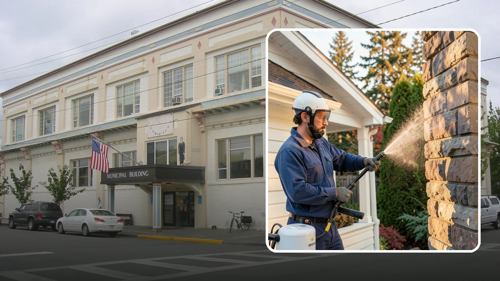 Chimney Exterior Cleaning in Anacortes, Skagit County, WA - We clean the exterior of masonry and sided chimneys to remove algae, soot streaks, and moss from their weathered faces.