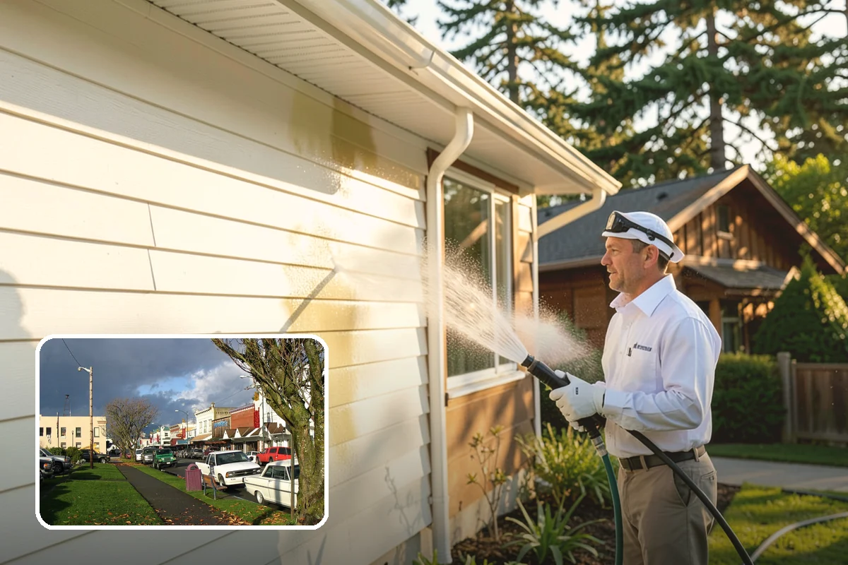 Chimney Exterior Cleaning in Arlington, Snohomish County, WA - Removes algae and dark streaking from exposed chimney faces