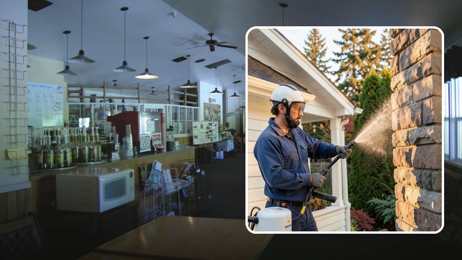 Chimney Exterior Cleaning in Black Diamond, King County, WA - We clean the exterior of masonry and sided chimneys to remove algae, soot streaks, and moss from their weathered faces.
