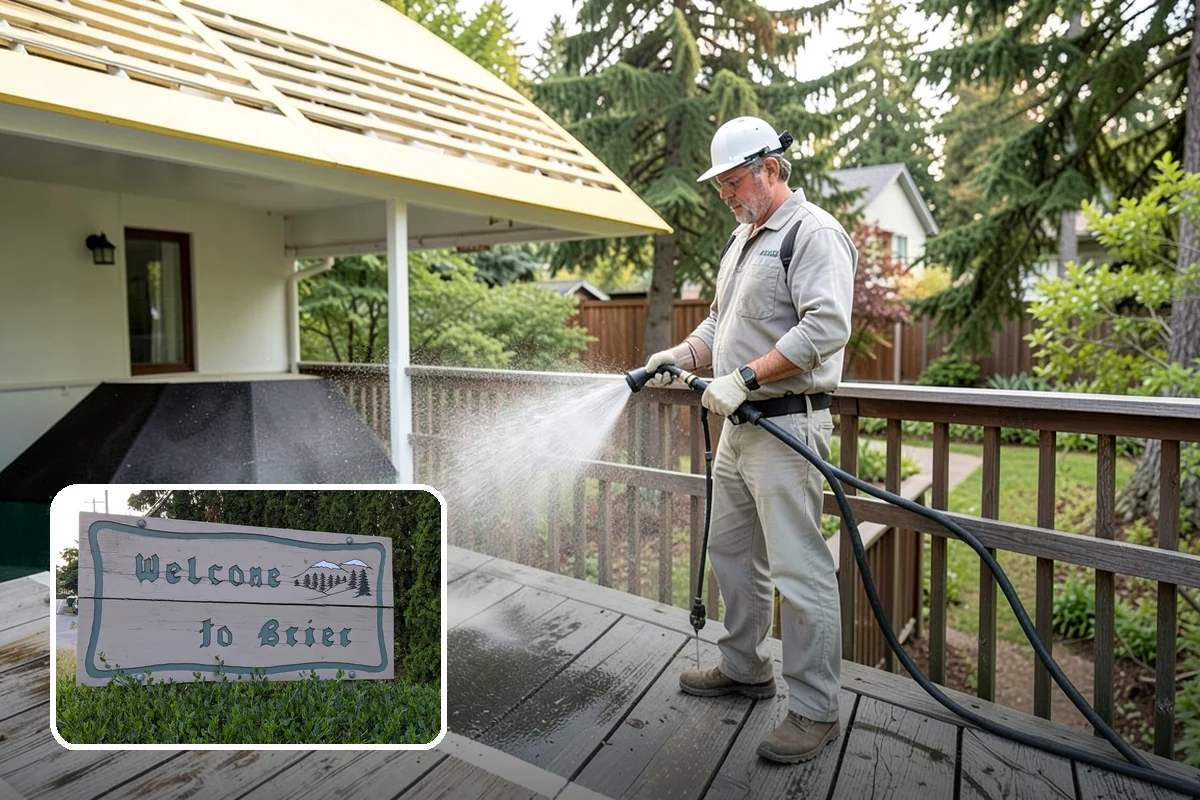 Chimney Exterior Cleaning in Brier, Snohomish County, WA - Removes algae and dark streaking from exposed chimney faces