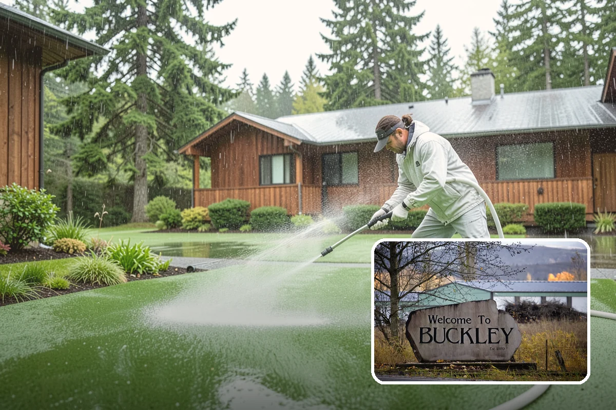 Chimney Exterior Cleaning in Buckley, Pierce County, WA - Removes algae and dark streaking from exposed chimney faces