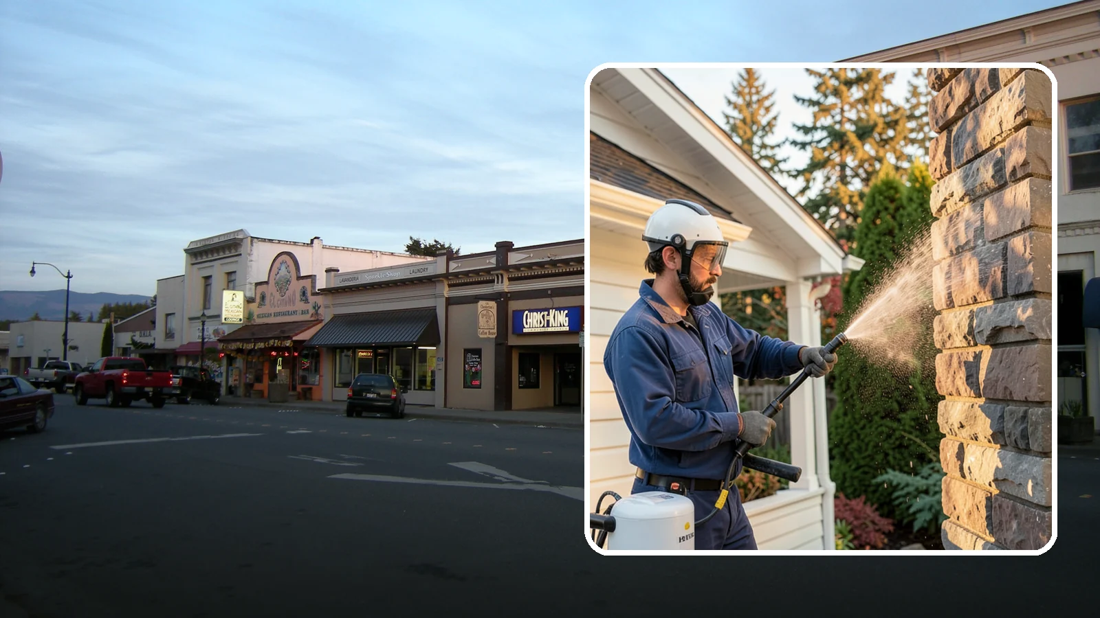 Chimney Exterior Cleaning in Burlington, Skagit County, WA - We clean the exterior of masonry and sided chimneys to remove algae, soot streaks, and moss from their weathered faces.