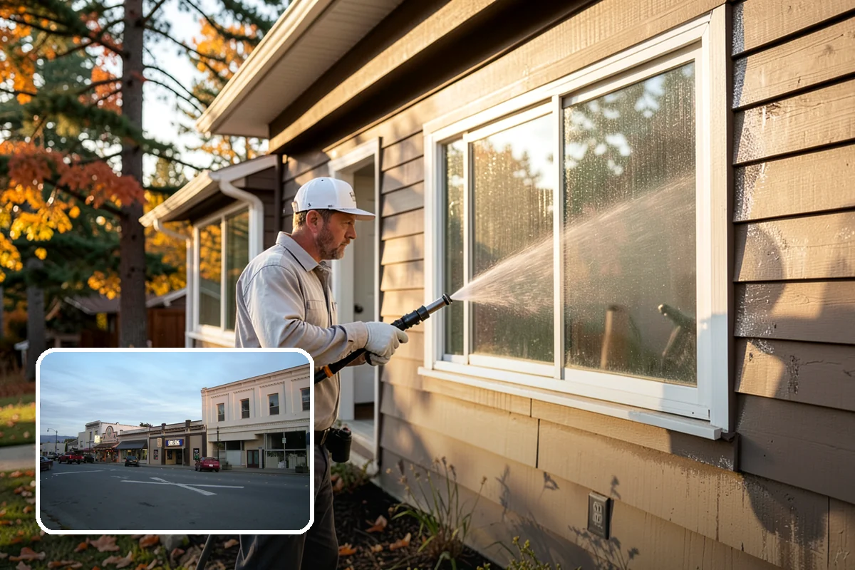 Chimney Exterior Cleaning in Burlington, Skagit County, WA - Removes algae and dark streaking from exposed chimney faces
