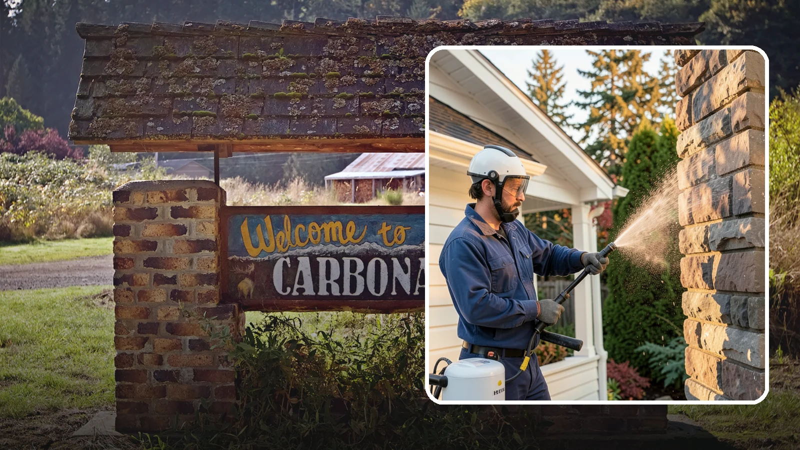 Chimney Exterior Cleaning in Carbonado, Pierce County, WA - We clean the exterior of masonry and sided chimneys to remove algae, soot streaks, and moss from their weathered faces.