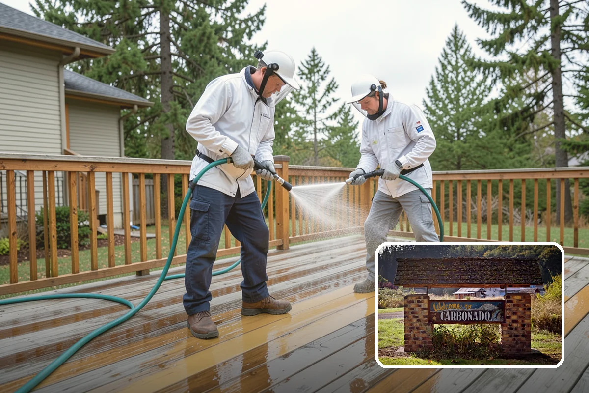 Chimney Exterior Cleaning in Carbonado, Pierce County, WA - Removes algae and dark streaking from exposed chimney faces
