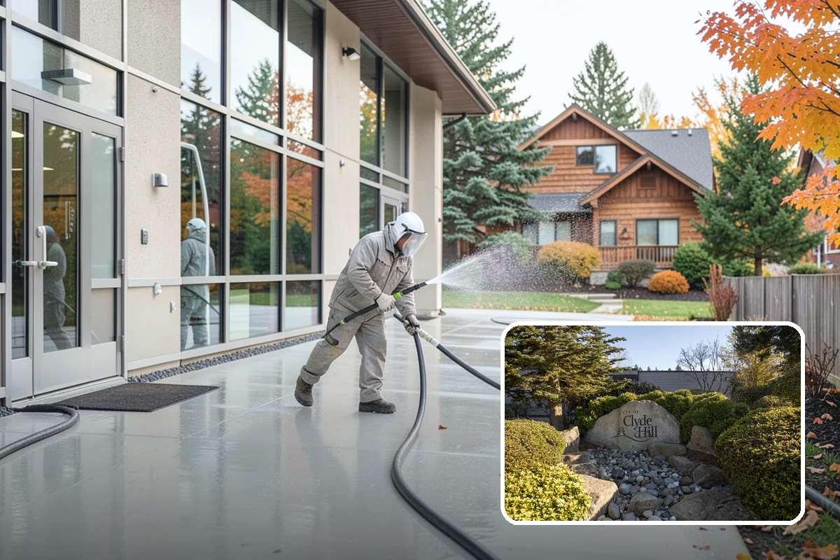 Chimney Exterior Cleaning in Clyde Hill, King County, WA - Removes algae and dark streaking from exposed chimney faces