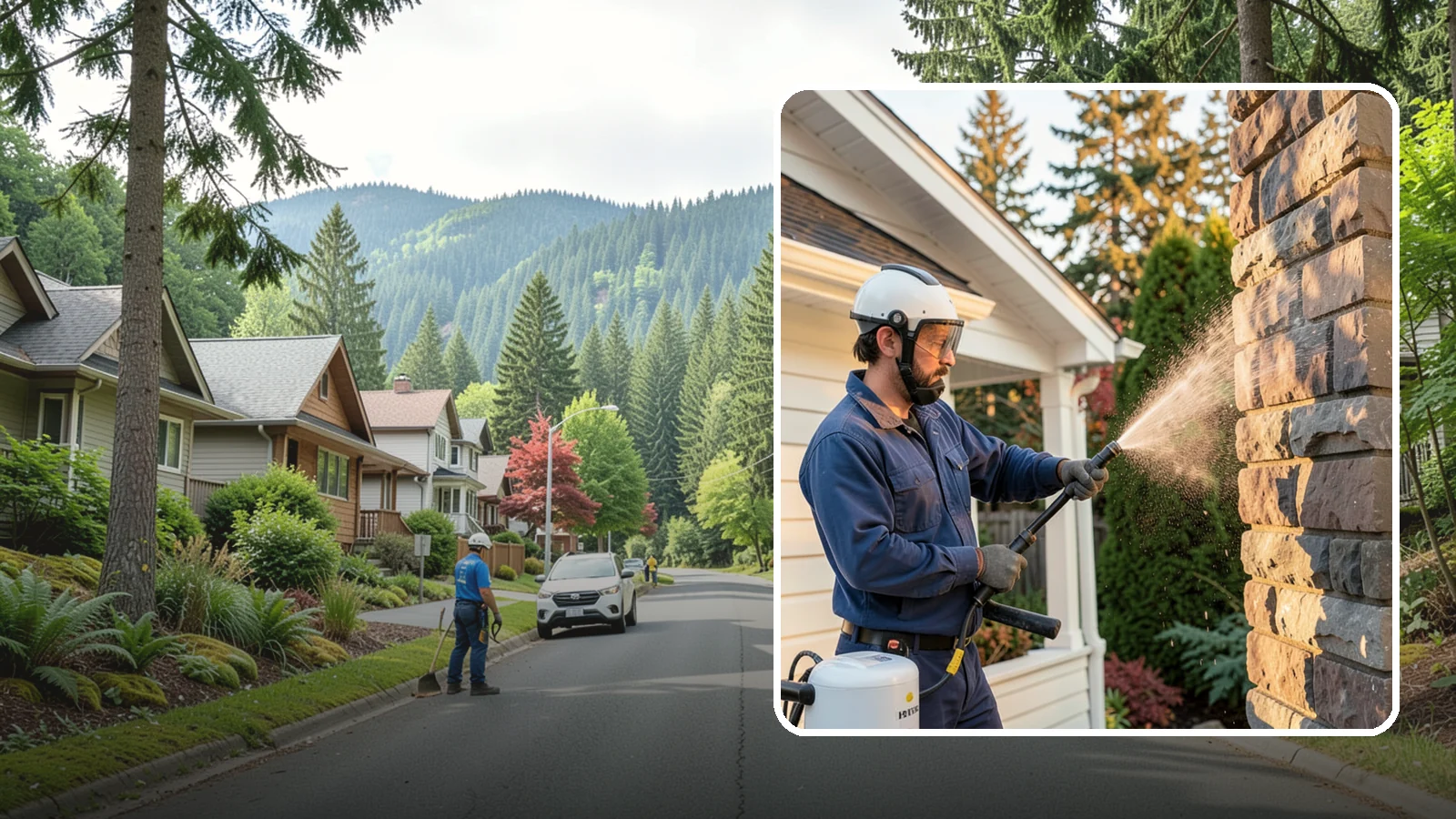Chimney Exterior Cleaning in Darrington, Snohomish County, WA - We clean the exterior of masonry and sided chimneys to remove algae, soot streaks, and moss from their weathered faces.