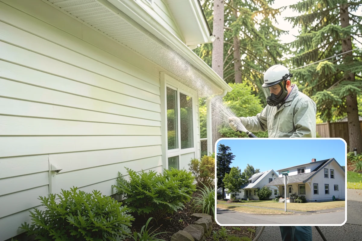 Chimney Exterior Cleaning in DuPont, Pierce County, WA - Removes algae and dark streaking from exposed chimney faces