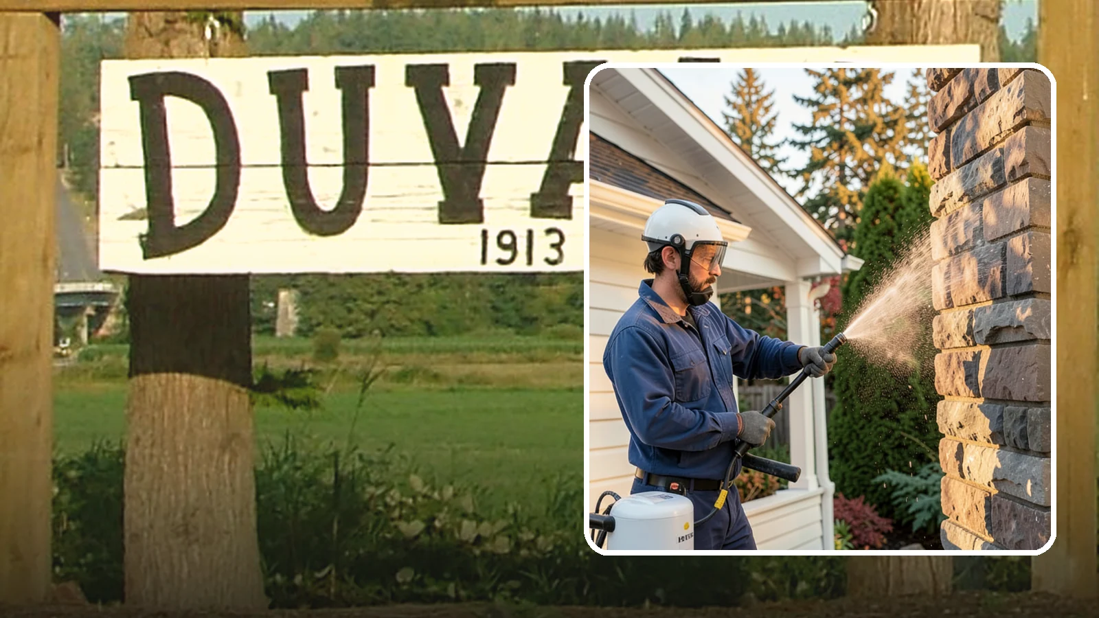 Chimney Exterior Cleaning in Duvall, King County, WA - We clean the exterior of masonry and sided chimneys to remove algae, soot streaks, and moss from their weathered faces.