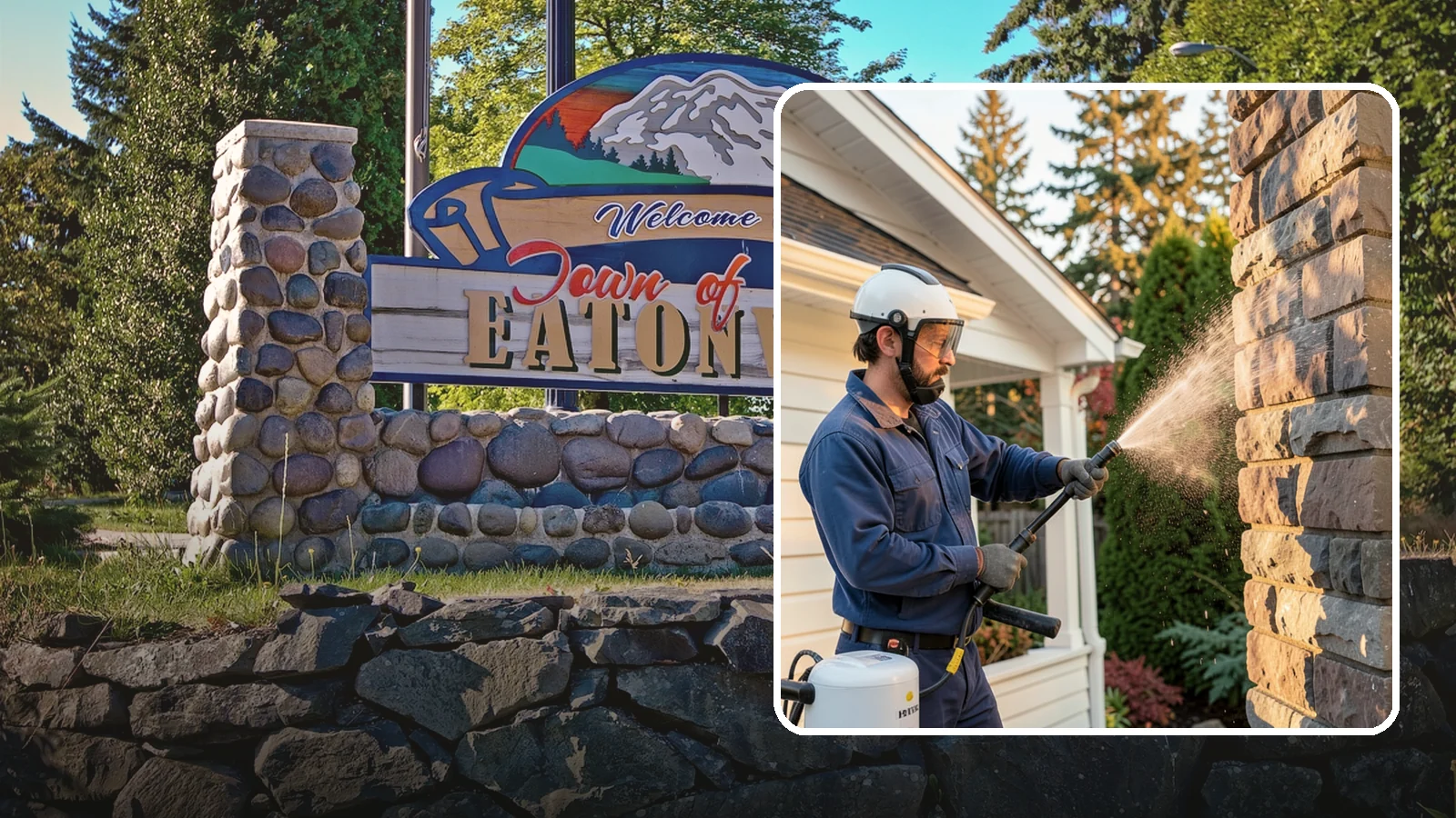 Chimney Exterior Cleaning in Eatonville, Pierce County, WA - We clean the exterior of masonry and sided chimneys to remove algae, soot streaks, and moss from their weathered faces.