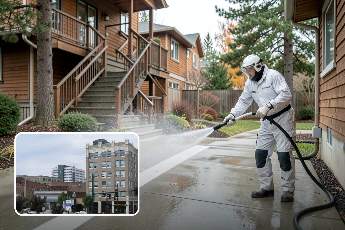 Chimney Exterior Cleaning in Everett, Snohomish County, WA - Removes algae and dark streaking from exposed chimney faces