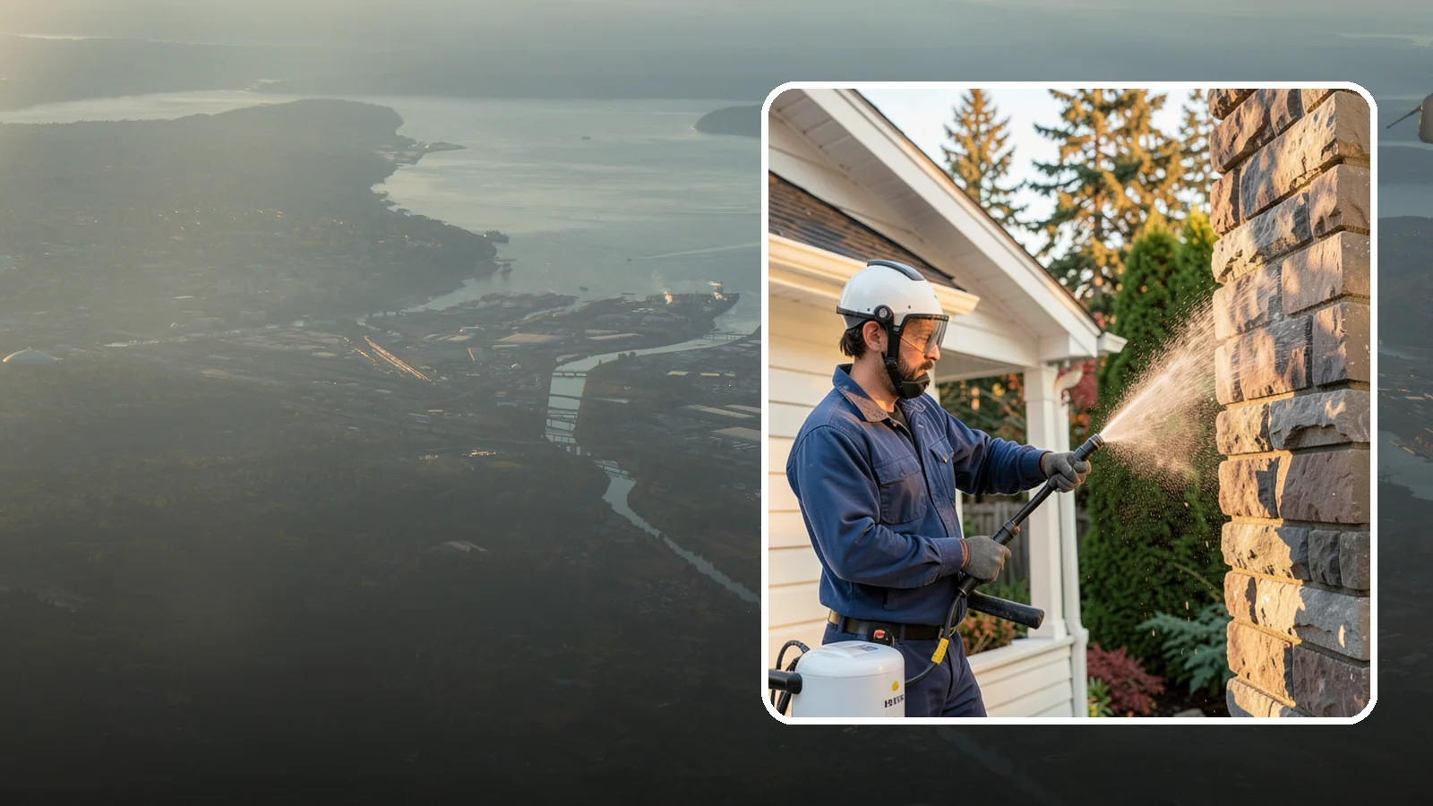 Chimney Exterior Cleaning in Fife, Pierce County, WA - We clean the exterior of masonry and sided chimneys to remove algae, soot streaks, and moss from their weathered faces.