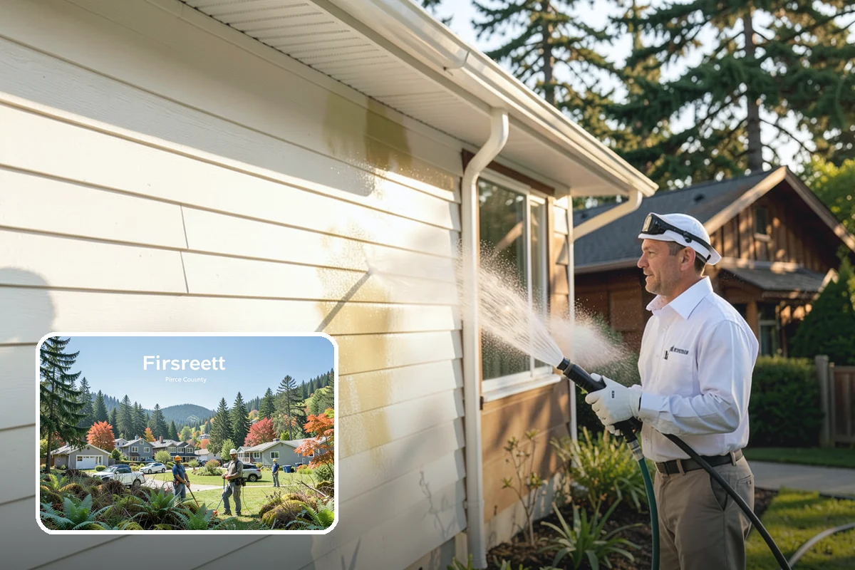 Chimney Exterior Cleaning in Fircrest, Pierce County, WA - Removes algae and dark streaking from exposed chimney faces