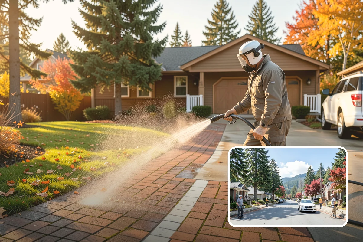 Chimney Exterior Cleaning in Hunts Point, King County, WA - Removes algae and dark streaking from exposed chimney faces