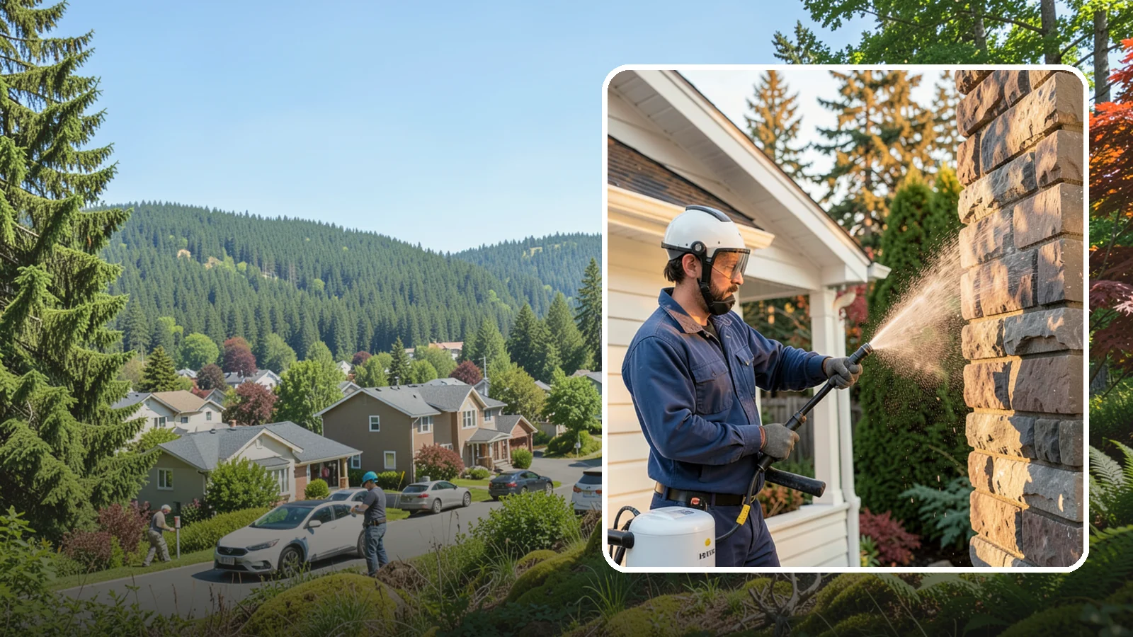 Chimney Exterior Cleaning in Index, Snohomish County, WA - We clean the exterior of masonry and sided chimneys to remove algae, soot streaks, and moss from their weathered faces.
