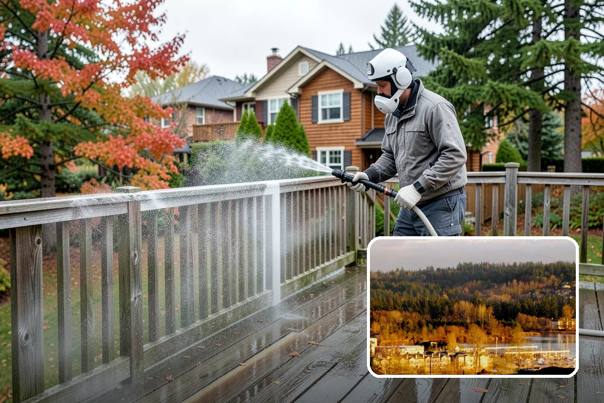 Chimney Exterior Cleaning in Kenmore, King County, WA - Removes algae and dark streaking from exposed chimney faces