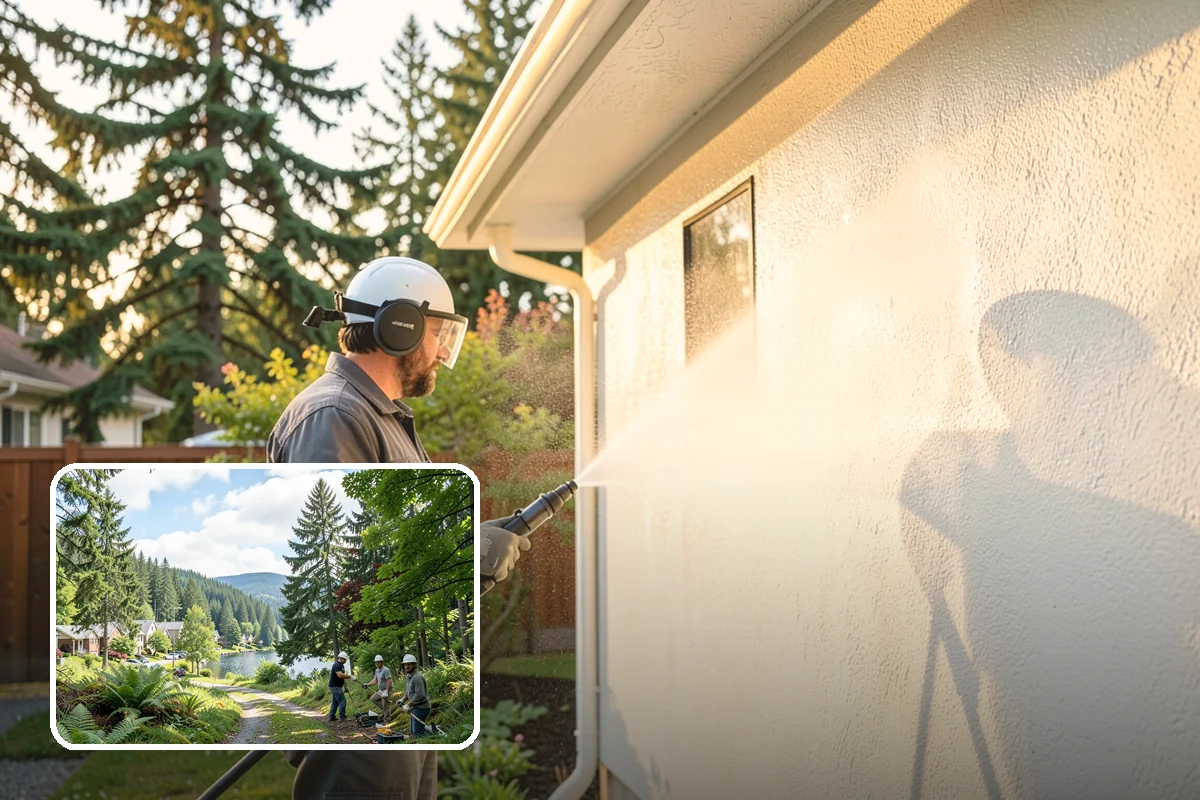 Chimney Exterior Cleaning in Lake Forest Park, King County, WA - Removes algae and dark streaking from exposed chimney faces