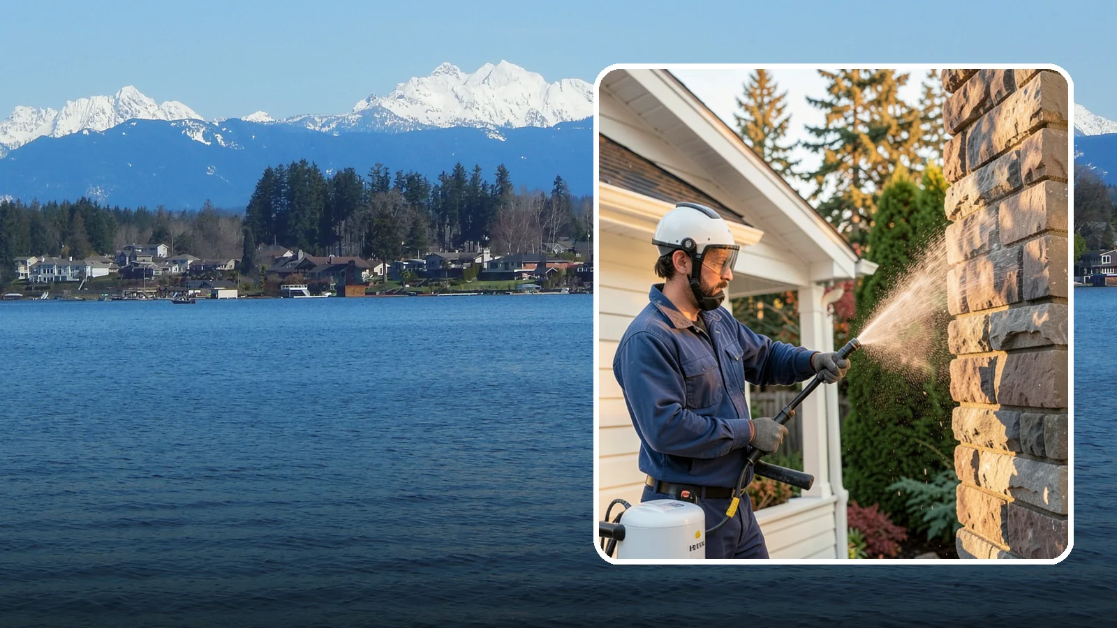 Chimney Exterior Cleaning in Lake Stevens, Snohomish County, WA - We clean the exterior of masonry and sided chimneys to remove algae, soot streaks, and moss from their weathered faces.