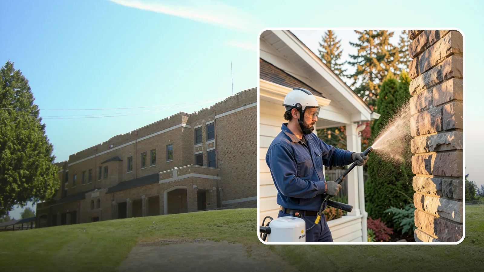 Chimney Exterior Cleaning in Maple Valley, King County, WA - We clean the exterior of masonry and sided chimneys to remove algae, soot streaks, and moss from their weathered faces.