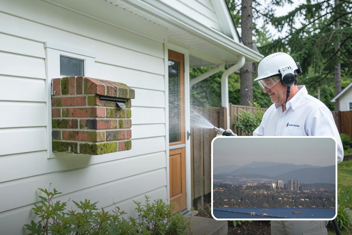 Chimney Exterior Cleaning in Medina, King County, WA - Removes algae and dark streaking from exposed chimney faces