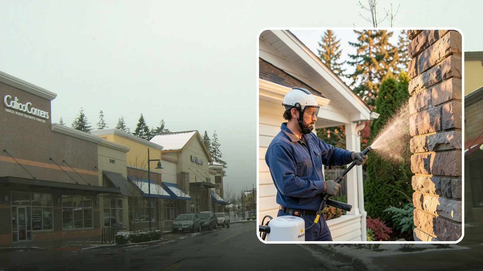 Chimney Exterior Cleaning in Mill Creek, Snohomish County, WA - We clean the exterior of masonry and sided chimneys to remove algae, soot streaks, and moss from their weathered faces.
