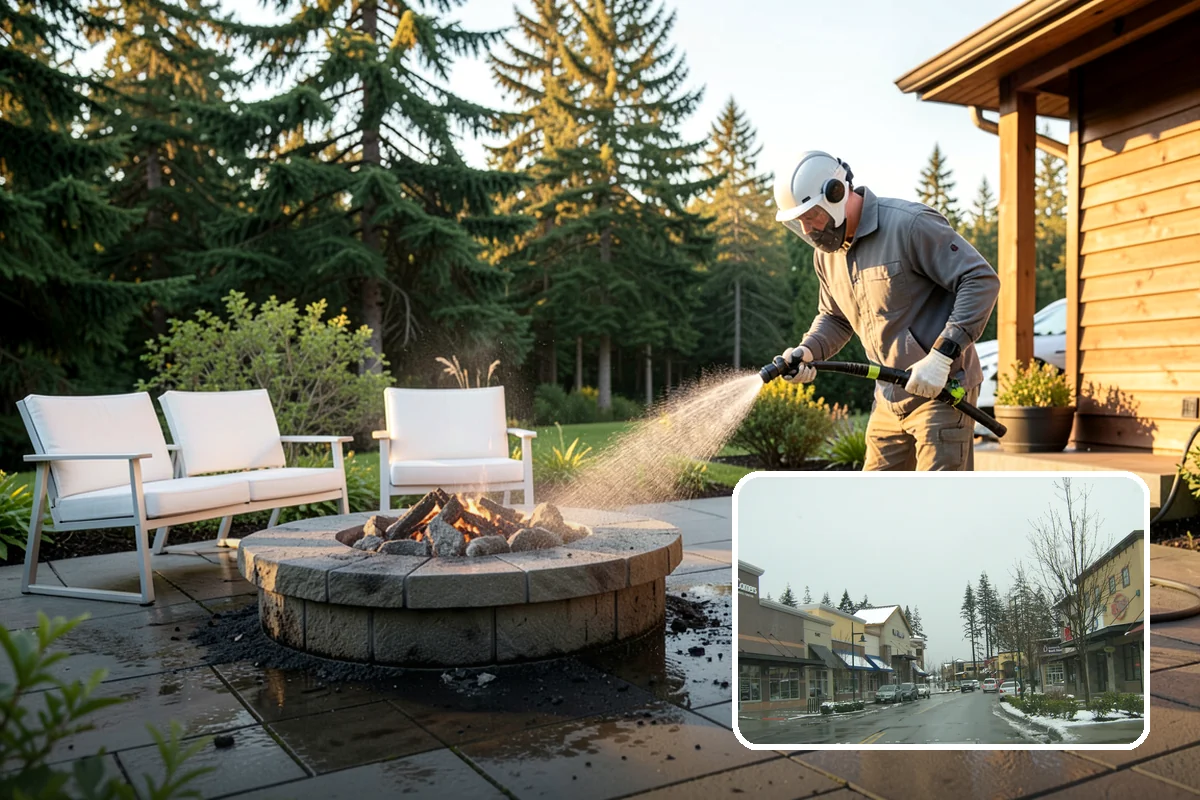 Chimney Exterior Cleaning in Mill Creek, Snohomish County, WA - Removes algae and dark streaking from exposed chimney faces