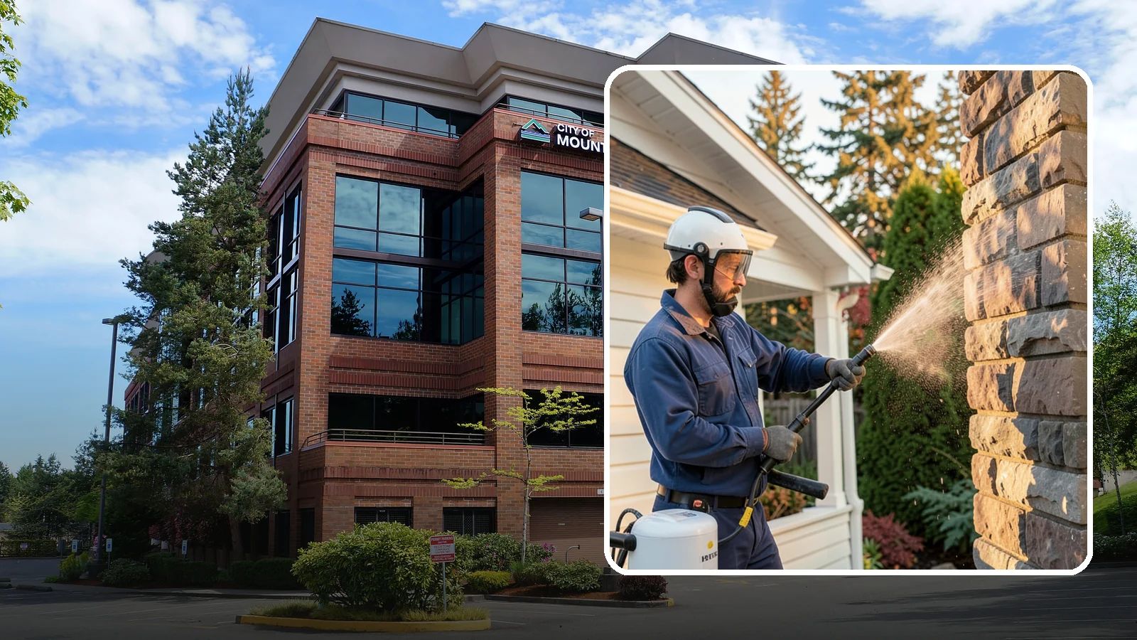 Chimney Exterior Cleaning in Mountlake Terrace, Snohomish County, WA - We clean the exterior of masonry and sided chimneys to remove algae, soot streaks, and moss from their weathered faces.