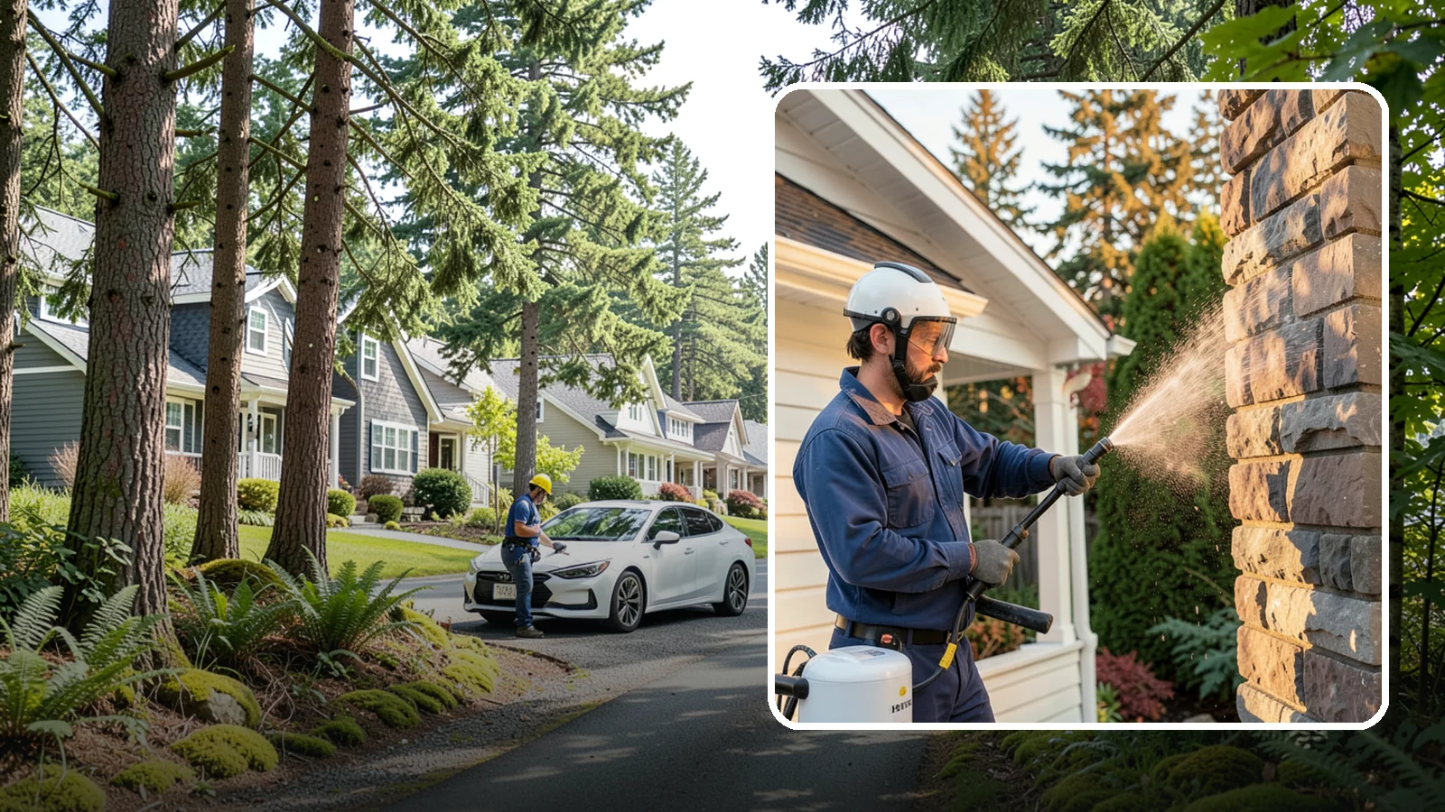 Chimney Exterior Cleaning in Normandy Park, King County, WA - We clean the exterior of masonry and sided chimneys to remove algae, soot streaks, and moss from their weathered faces.