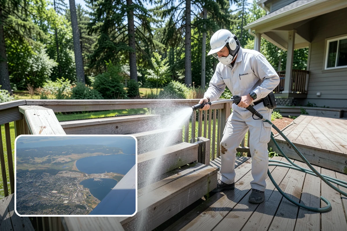 Chimney Exterior Cleaning in Oak Harbor, Island County, WA - Removes algae and dark streaking from exposed chimney faces