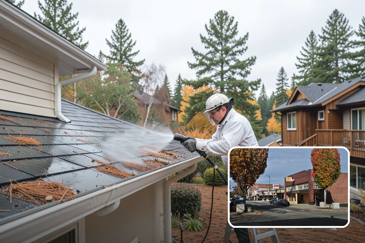Chimney Exterior Cleaning in Puyallup, Pierce County, WA - Removes algae and dark streaking from exposed chimney faces