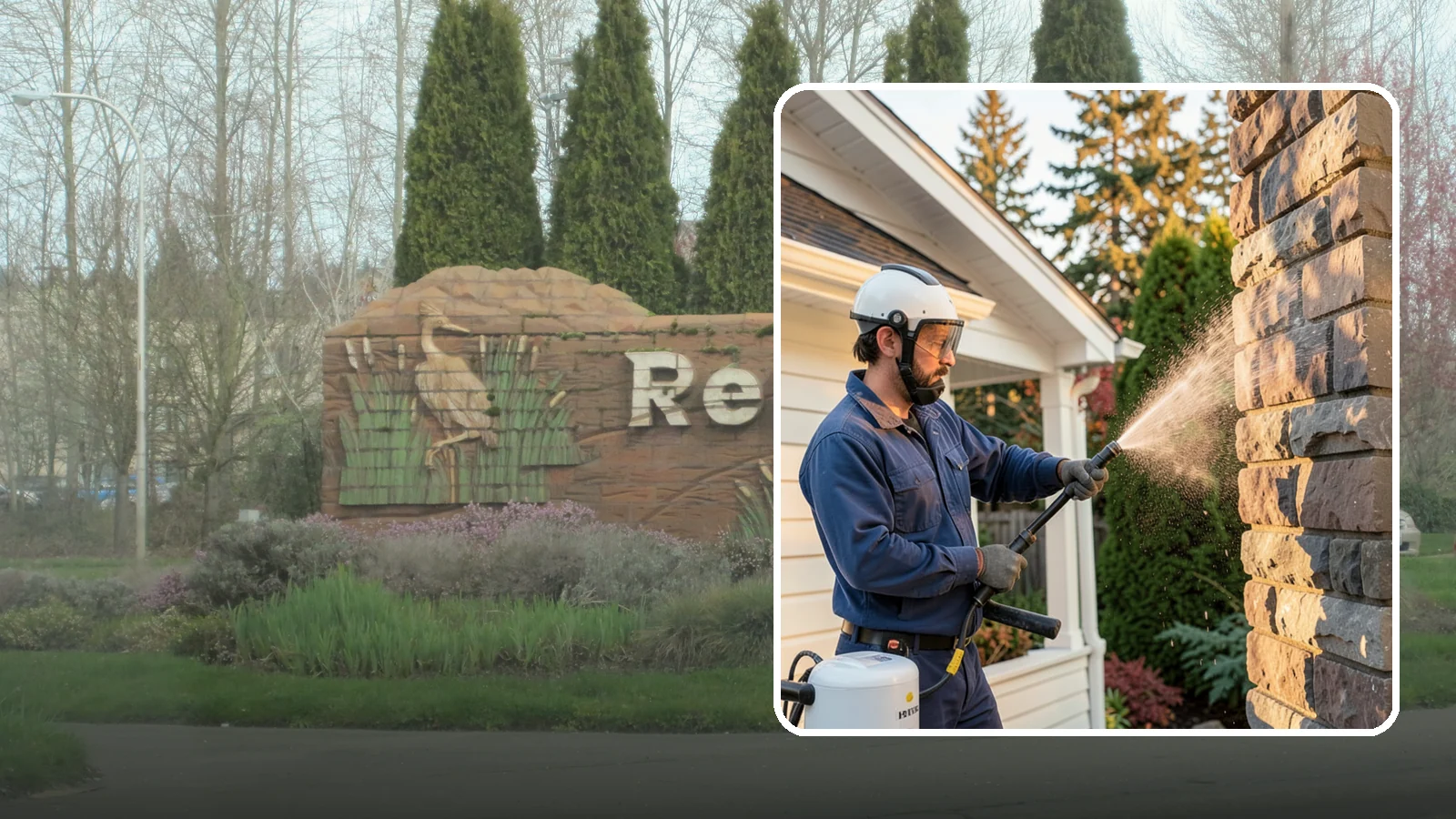 Chimney Exterior Cleaning in Renton, King County, WA - We clean the exterior of masonry and sided chimneys to remove algae, soot streaks, and moss from their weathered faces.