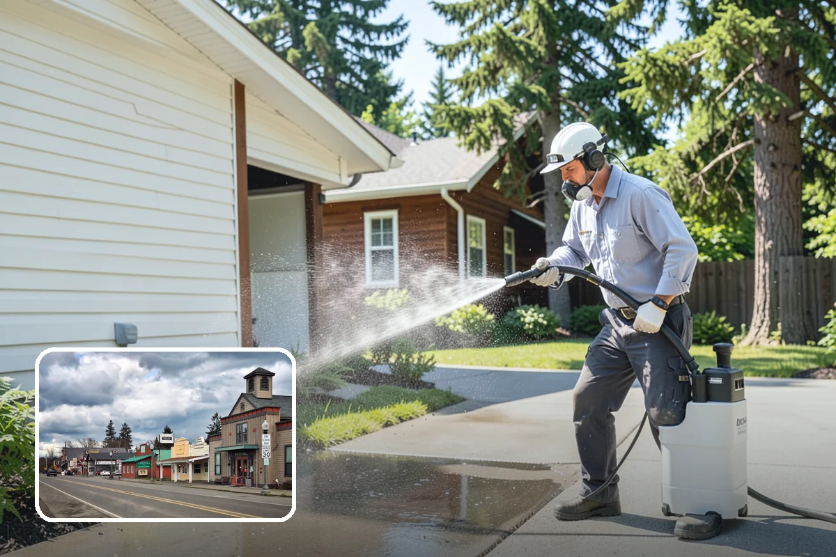 Chimney Exterior Cleaning in Roy, Pierce County, WA - Removes algae and dark streaking from exposed chimney faces