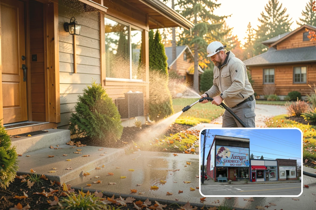 Chimney Exterior Cleaning in Ruston, Pierce County, WA - Removes algae and dark streaking from exposed chimney faces