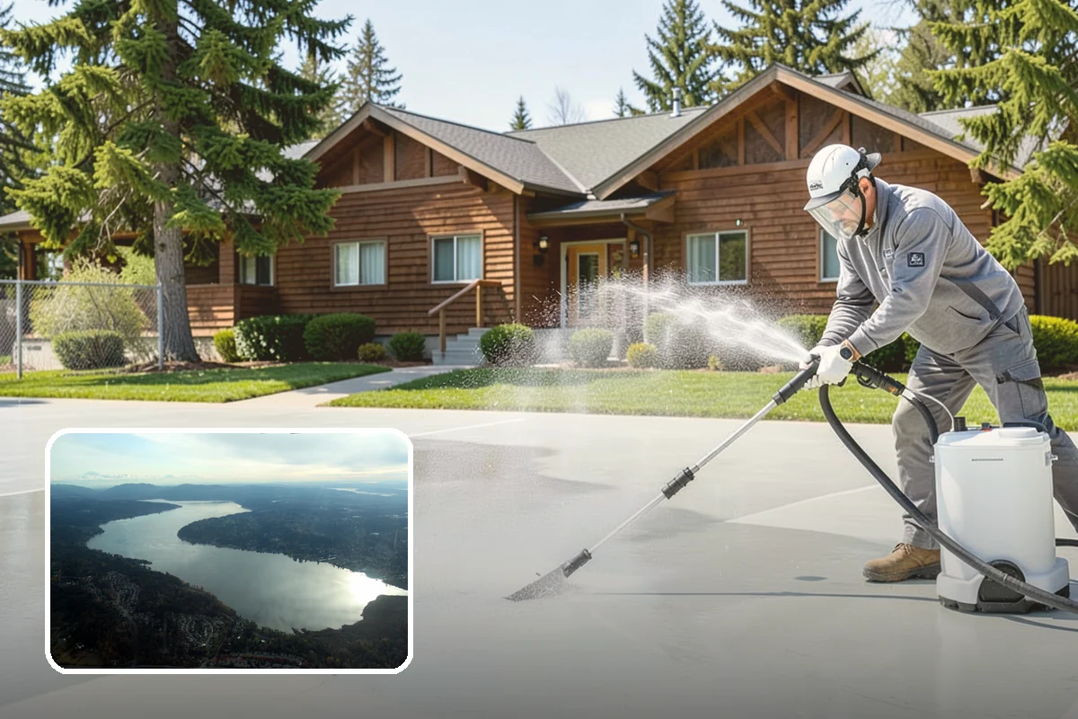 Chimney Exterior Cleaning in Sammamish, King County, WA - Removes algae and dark streaking from exposed chimney faces