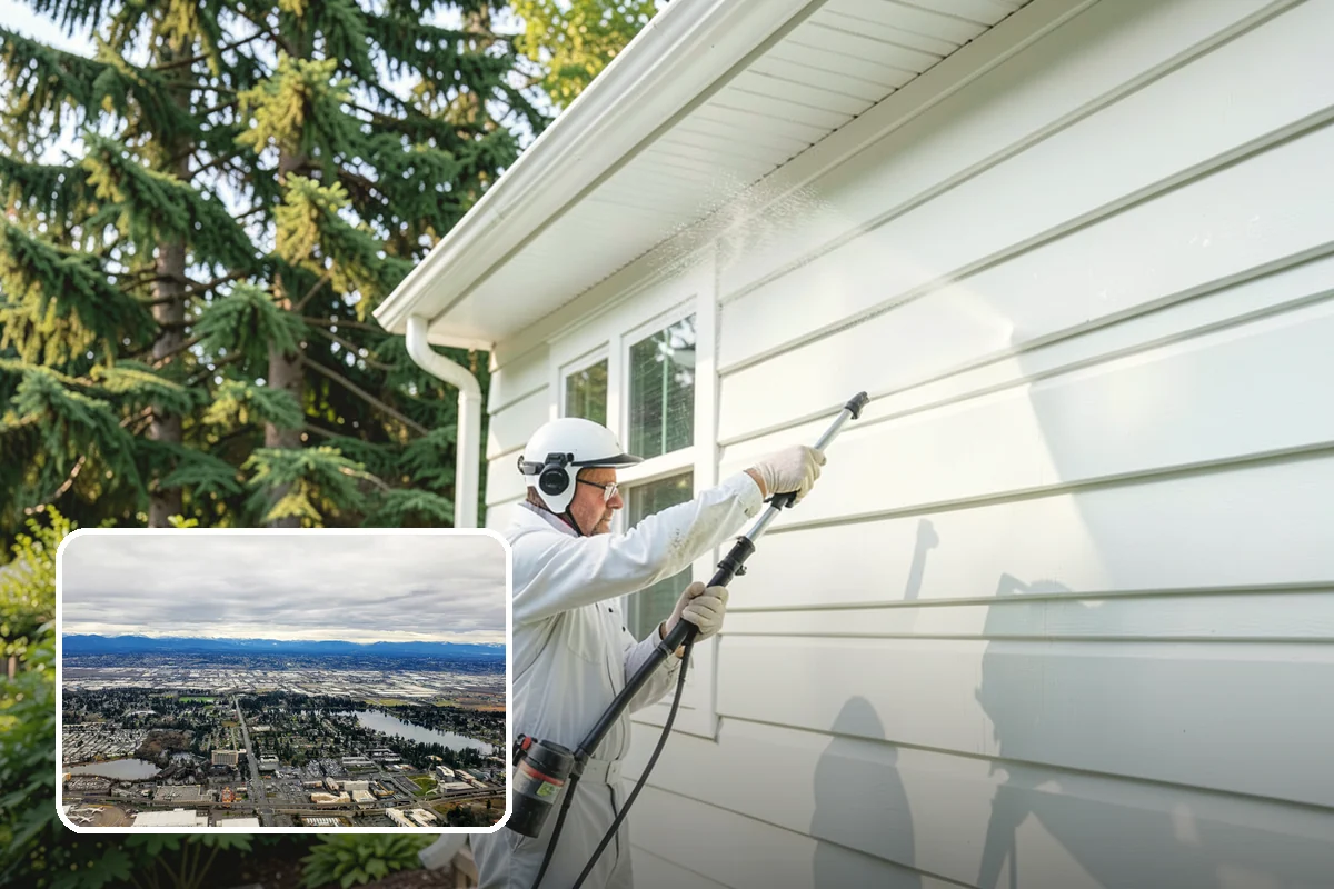Chimney Exterior Cleaning in SeaTac, King County, WA - Removes algae and dark streaking from exposed chimney faces