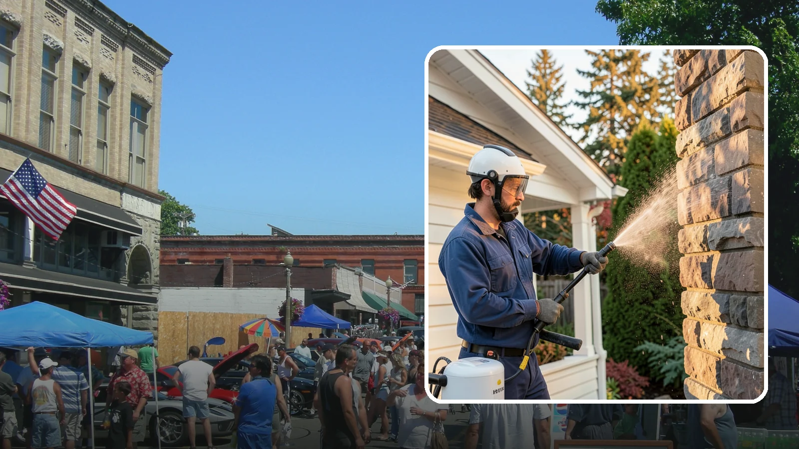 Chimney Exterior Cleaning in Snohomish, Snohomish County, WA - We clean the exterior of masonry and sided chimneys to remove algae, soot streaks, and moss from their weathered faces.