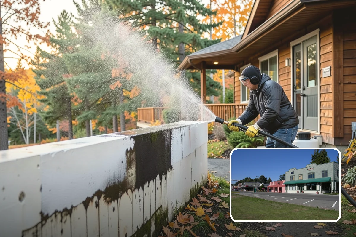 Chimney Exterior Cleaning in Snoqualmie, King County, WA - Removes algae and dark streaking from exposed chimney faces