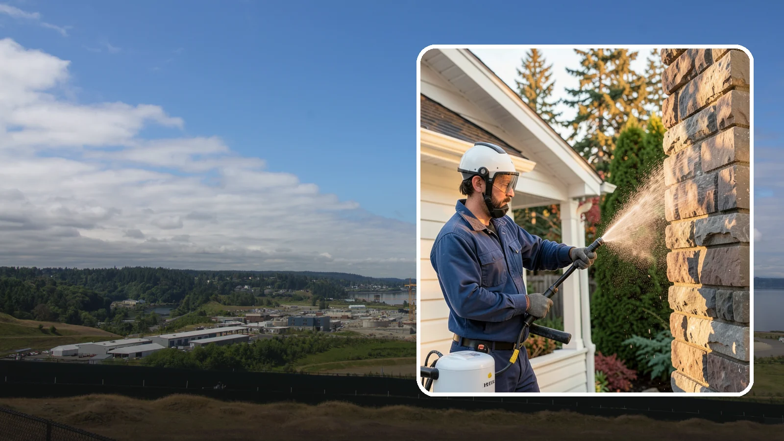 Chimney Exterior Cleaning in University Place, Pierce County, WA - We clean the exterior of masonry and sided chimneys to remove algae, soot streaks, and moss from their weathered faces.